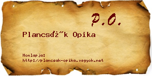 Plancsák Opika névjegykártya